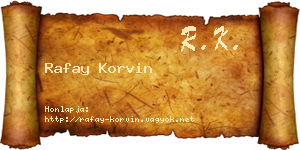 Rafay Korvin névjegykártya